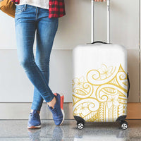 Polynesia White Sunday Luggage Cover Plumeria Polynesian Tribal Gold Color - Polynesian Pride