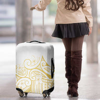 Polynesia White Sunday Luggage Cover Plumeria Polynesian Tribal Gold Color - Polynesian Pride