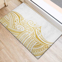 Polynesia White Sunday Rubber Doormat Plumeria Polynesian Tribal Gold Color - Polynesian Pride