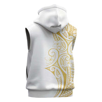 Polynesia White Sunday Sleeveless Zip Hoodie Plumeria Polynesian Tribal Gold Color LT14 - Polynesian Pride