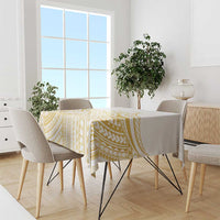 Polynesia White Sunday Tablecloth Plumeria Polynesian Tribal Gold Color - Polynesian Pride