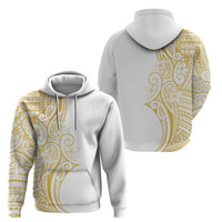 Polynesia White Sunday Zip Hoodie Plumeria Polynesian Tribal Gold Color - Polynesian Pride