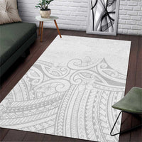 Polynesia White Sunday Area Rug Plumeria Polynesian Tribal Grey Color - Polynesian Pride
