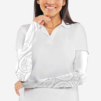 Polynesia White Sunday Arm Sleeves Plumeria Polynesian Tribal Grey Color - Polynesian Pride