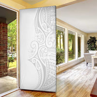Polynesia White Sunday Door Cover Plumeria Polynesian Tribal Grey Color - Polynesian Pride