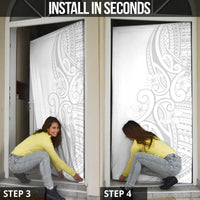 Polynesia White Sunday Door Cover Plumeria Polynesian Tribal Grey Color - Polynesian Pride