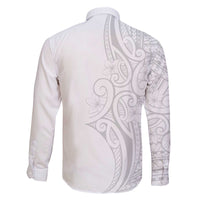 Polynesia White Sunday Family Matching Off The Shoulder Long Sleeve Dress and Hawaiian Shirt Plumeria Polynesian Tribal Grey Color - Polynesian Pride