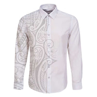 Polynesia White Sunday Family Matching Short Sleeve Bodycon Dress and Hawaiian Shirt Plumeria Polynesian Tribal Grey Color - Polynesian Pride