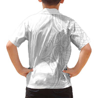 Polynesia White Sunday Hawaiian Shirt Plumeria Polynesian Tribal Grey Color LT14 - Polynesian Pride