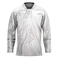 Polynesia White Sunday Hockey Jersey Plumeria Polynesian Tribal Grey Color LT14 Unisex White - Polynesian Pride