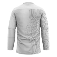 Polynesia White Sunday Hockey Jersey Plumeria Polynesian Tribal Grey Color LT14 - Polynesian Pride
