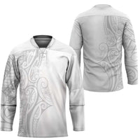 Polynesia White Sunday Hockey Jersey Plumeria Polynesian Tribal Grey Color LT14 - Polynesian Pride