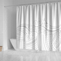 Polynesia White Sunday Shower Curtain Plumeria Polynesian Tribal Grey Color - Polynesian Pride