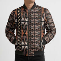 Malo e lelei Tonga Bomber Puffer Jacket Tongan Ngatu Vintage Brown - Polynesian Pride