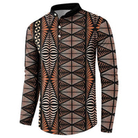 Malo e lelei Tonga Button Sweatshirt Tongan Ngatu Vintage Brown - Polynesian Pride
