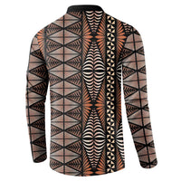 Malo e lelei Tonga Button Sweatshirt Tongan Ngatu Vintage Brown - Polynesian Pride