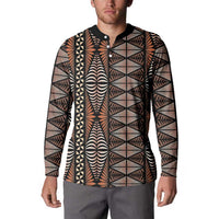 Malo e lelei Tonga Button Sweatshirt Tongan Ngatu Vintage Brown - Polynesian Pride
