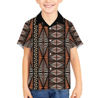 Malo e lelei Tonga Family Matching Off The Shoulder Long Sleeve Dress and Hawaiian Shirt Tongan Ngatu Vintage Brown - Polynesian Pride