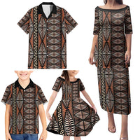 Malo e lelei Tonga Family Matching Puletasi and Hawaiian Shirt Tongan Ngatu Vintage Brown - Polynesian Pride