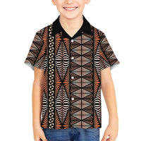 Malo e lelei Tonga Family Matching Tank Maxi Dress and Hawaiian Shirt Tongan Ngatu Vintage Brown - Polynesian Pride