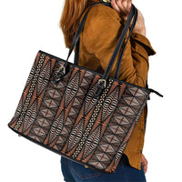 Malo e lelei Tonga Leather Tote Bag Tongan Ngatu Vintage Brown - Polynesian Pride