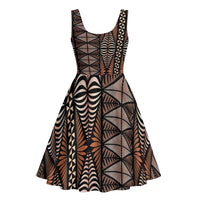 Malo e lelei Tonga Midi Dress Tongan Ngatu Vintage Brown - Polynesian Pride