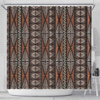Malo e lelei Tonga Shower Curtain Tongan Ngatu Vintage Brown - Polynesian Pride