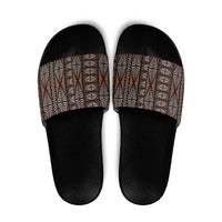 Malo e lelei Tonga Slide Sandals Tongan Ngatu Vintage Brown - Polynesian Pride