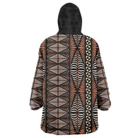 Malo e lelei Tonga Wearable Blanket Hoodie Tongan Ngatu Vintage Brown - Polynesian Pride
