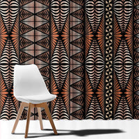 Malo e lelei Tonga Window Curtain Tongan Ngatu Vintage Brown - Polynesian Pride