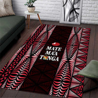 Tonga Rugby Area Rug 2025 Mate Maa Tonga Ngatu Motif - Polynesian Pride