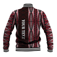 Tonga Rugby Personalised Baseball Jacket 2025 Mate Maa Tonga Ngatu Motif - Polynesian Pride