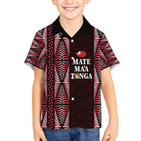 Tonga Rugby Personalised Family Matching Long Sleeve Bodycon Dress and Hawaiian Shirt 2025 Mate Maa Tonga Ngatu Motif - Polynesian Pride