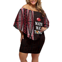 Tonga Rugby Personalised Off Shoulder Short Dress 2025 Mate Maa Tonga Ngatu Motif - Polynesian Pride