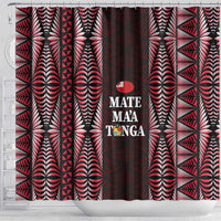Tonga Rugby Shower Curtain 2025 Mate Maa Tonga Ngatu Motif - Polynesian Pride