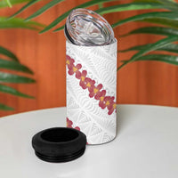 White Sunday Tonga Fakame 4 in 1 Can Cooler Tumbler Tongan Ngatu Heilala Lei - Polynesian Pride