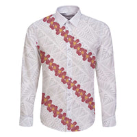 White Sunday Tonga Fakame Family Matching Off The Shoulder Long Sleeve Dress and Hawaiian Shirt Tongan Ngatu Heilala Lei - Polynesian Pride