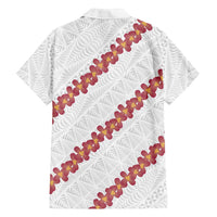 White Sunday Tonga Fakame Family Matching Off Shoulder Short Dress and Hawaiian Shirt Tongan Ngatu Heilala Lei - Polynesian Pride