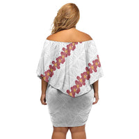 White Sunday Tonga Fakame Family Matching Off Shoulder Short Dress and Hawaiian Shirt Tongan Ngatu Heilala Lei - Polynesian Pride