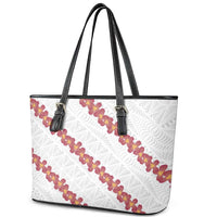 White Sunday Tonga Fakame Leather Tote Bag Tongan Ngatu Heilala Lei - Polynesian Pride