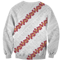 White Sunday Tonga Fakame Sweatshirt Tongan Ngatu Heilala Lei LT14 - Polynesian Pride