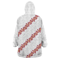 White Sunday Tonga Fakame Wearable Blanket Hoodie Tongan Ngatu Heilala Lei - Polynesian Pride