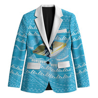 Aloha Hawaii Humuhumu Reef Triggerfish Blazer Hawaiian Leis Kakau Pattern LT14 Unisex Blue - Polynesian Pride