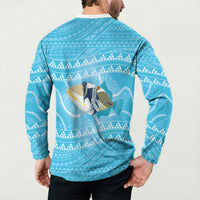 Aloha Hawaii Humuhumu Reef Triggerfish Button Sweatshirt Hawaiian Leis Kakau Pattern LT14 - Polynesian Pride