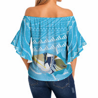 Aloha Hawaii Humuhumu Reef Triggerfish Off Shoulder Wrap Waist Top Hawaiian Leis Kakau Pattern LT14 - Polynesian Pride