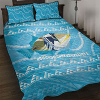 Aloha Hawaii Humuhumu Reef Triggerfish Quilt Bed Set Hawaiian Leis Kakau Pattern LT14 Blue - Polynesian Pride