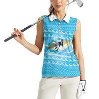 Aloha Hawaii Humuhumu Reef Triggerfish Women Sleeveless Polo Shirt Hawaiian Leis Kakau Pattern LT14 - Polynesian Pride