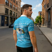 Aloha Hawaii Humuhumu Reef Triggerfish Zipper Polo Shirt Hawaiian Leis Kakau Pattern LT14 - Polynesian Pride