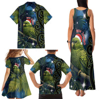 New Zealand Christmas Family Matching Tank Maxi Dress and Hawaiian Shirt Cute Kakapo Meri Kirihimete Maori Koru LT14 - Polynesian Pride