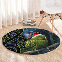 New Zealand Christmas Round Carpet Cute Kakapo Meri Kirihimete Maori Koru LT14 - Polynesian Pride